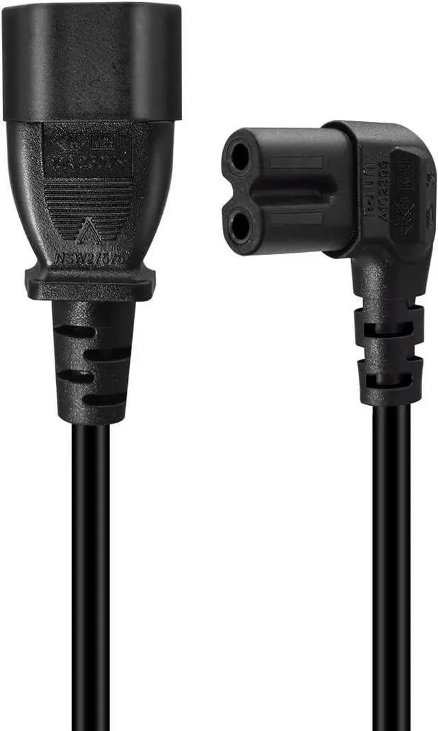 Alt view image 4 of 7 - Standard Molded IEC C14 to C7 Elbow Plug Short Power Cord 1 Foot,IEC 60320 C14 Male to 90 Degree Angle C7 Figure 8 Appliance Power Cable,18AWG,1ft/30cm, Elbow C7