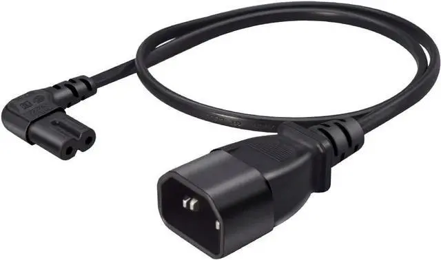 Alt view image 7 of 7 - Standard Molded IEC C14 to C7 Elbow Plug Short Power Cord 1 Foot,IEC 60320 C14 Male to 90 Degree Angle C7 Figure 8 Appliance Power Cable,18AWG,1ft/30cm, Elbow C7