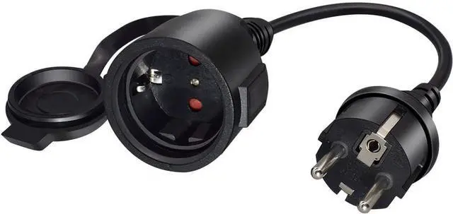 Alt view image 3 of 6 - CEE7/7 European Schuko EU Extension Cord Outdoor with Waterproof Cover, Euro CEE 7/7 European Extension Cord Extender, EU Extension Cable Euro Standard Extension Cable (1ft/0.3m)