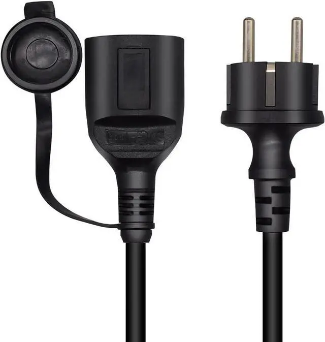 Alt view image 6 of 6 - CEE7/7 European Schuko EU Extension Cord Outdoor with Waterproof Cover, Euro CEE 7/7 European Extension Cord Extender, EU Extension Cable Euro Standard Extension Cable (1ft/0.3m)