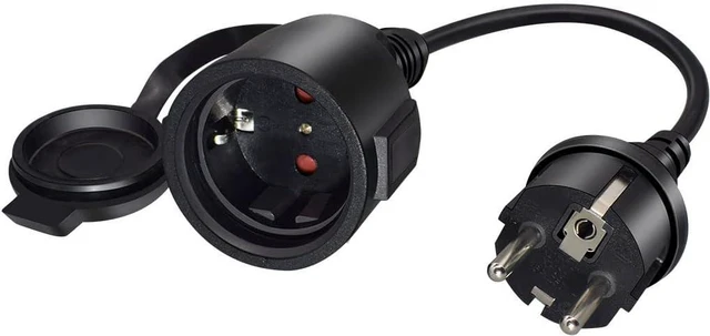 Alt view image 7 of 7 - CEE7/7 European Schuko EU Extension Cord Outdoor with Waterproof Cover, Euro CEE 7/7 European Extension Cord Extender, EU Extension Cable Euro Standard Extension Cable (6ft/1.8m)