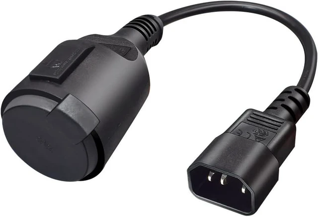 Alt view image 2 of 6 - IEC C14 to Schuko Socket Short Power Cord 1ft Outdoor with Waterproof Cover, IEC320 C14 to CEE7/7 European Schuko Female Short Power Extension Cord, IEC Power Cable,17AWG(1ft/0.3m)