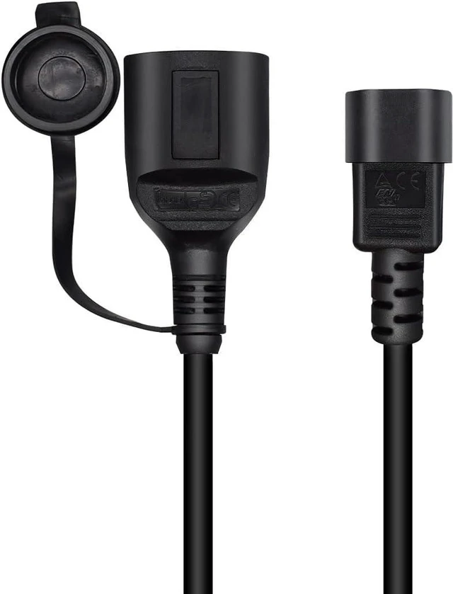 Alt view image 4 of 6 - IEC C14 to Schuko Socket Short Power Cord 1ft Outdoor with Waterproof Cover, IEC320 C14 to CEE7/7 European Schuko Female Short Power Extension Cord, IEC Power Cable,17AWG(1ft/0.3m)