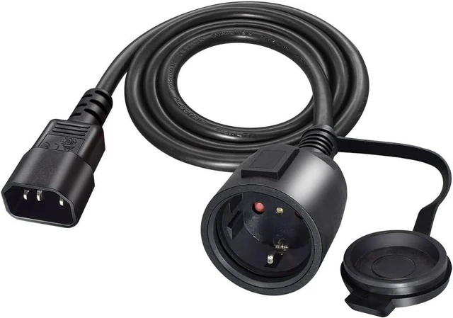 Alt view image 5 of 6 - IEC C14 to Schuko Socket Short Power Cord 1ft Outdoor with Waterproof Cover, IEC320 C14 to CEE7/7 European Schuko Female Short Power Extension Cord, IEC Power Cable,17AWG(1ft/0.3m)