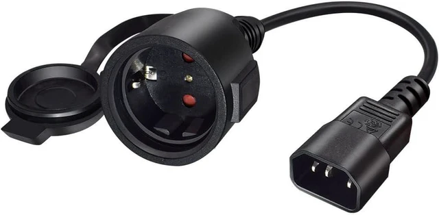 Alt view image 5 of 6 - IEC C14 to Schuko Female Long Power Cord Outdoor with Waterproof Cover, IEC320 C14 to CEE7/7 European Schuko Female Power Extension Cord, IEC Power Cable,17AWG (10ft/3m)