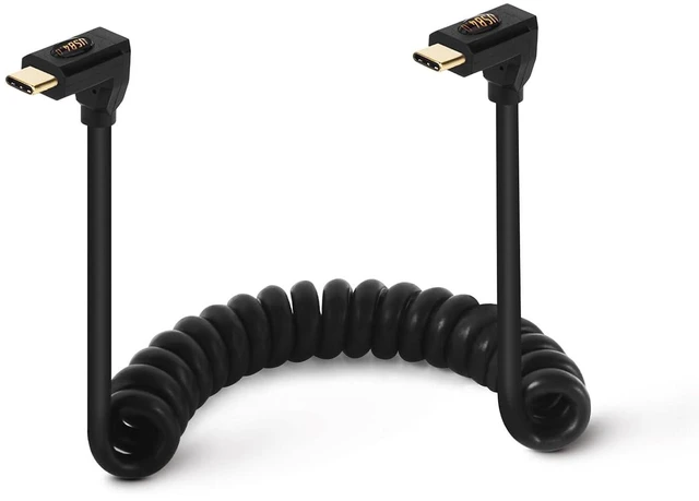 Main image of USB 4.0 Type C Male to Male Coiled Cable, Bidirectional 40Gbps, 240W PD Charging, 8K@60Hz Video, Up/Down to Up/Down Angle Spring Spiral Cord for Thunderbolt 4/3, Smartphone, Laptop, Monitor,4ft