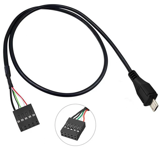 Alt view image 3 of 7 - 2-Pack USB 2.0 Motherboard 9pin 10pin Header to Micro USB 5Pin Cable 1.6ft/50cm for Mini Monitor Sensor Panel Camera