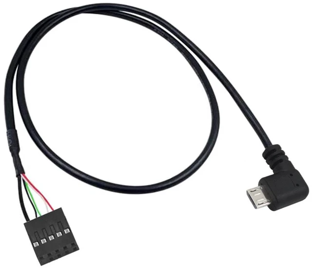 Main image of 2-Pack USB 2.0 Motherboard 9pin 10pin Header to 90 Degree Right Angle Micro USB 5Pin Cable 1.6ft/50cm for Mini Monitor Sensor Panel Camera Right Angle
