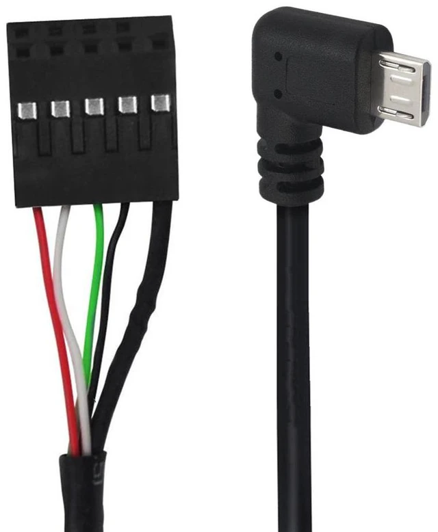 Alt view image 2 of 6 - 2-Pack USB 2.0 Motherboard 9pin 10pin Header to 90 Degree Right Angle Micro USB 5Pin Cable 1.6ft/50cm for Mini Monitor Sensor Panel Camera Right Angle