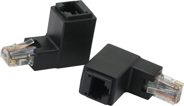Alt view image 5 of 7 - 2 Pack 90 Degree Ethernet LAN RJ45 Male to Female, Up Angle Network Cat5 / Cat5e / Cat6 Extender Adapter(2 Pcs) 90 Degree Up Angle