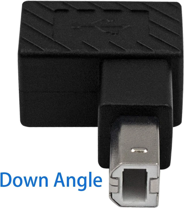 Alt view image 2 of 6 - 2-Pack USB B 2.0 Adapter Elbow Plug, USB 2.0 Type-B Printer Cable Adapter, 90 Degree Down Angle USB B 2.0 Male to Female Adapter for Printer Short Extension Cable for Printer, Scanner Down Angle