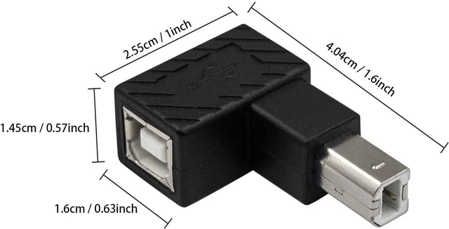 Alt view image 3 of 6 - 2-Pack USB B 2.0 Adapter Elbow Plug, USB 2.0 Type-B Printer Cable Adapter, 90 Degree Down Angle USB B 2.0 Male to Female Adapter for Printer Short Extension Cable for Printer, Scanner Down Angle
