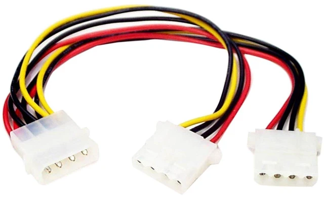 Alt view image 4 of 4 - 2-Pack LP4 to 2x LP4 Power Y Splitter Cable M/F - LP4 Splitter - Molex Y Splitter - Molex Splitter,4 Pin Y-Splitter IDE Extension Adapter,8in/20cm
