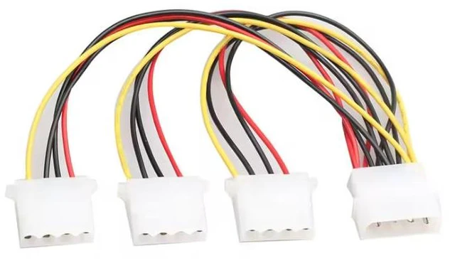 Alt view image 2 of 3 - 2-Pack LP4 to 3x LP4 Power Y Splitter Cable M/F - LP4 Splitter - Molex Y Splitter - Molex Splitter,4 Pin Y-Splitter IDE Extension Adapter,8in/20cm, Molex LP4 1-to-3 cable