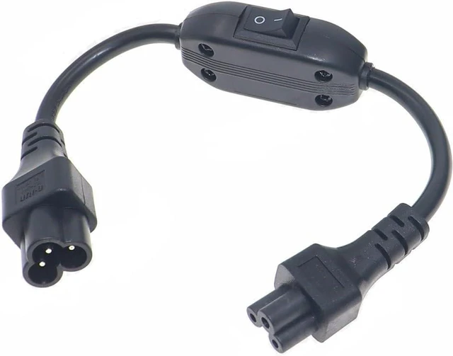 Main image of IEC C5 to C6 Short Power Cord with Switch, IEC320 C5 to C6 Power Extension Cord, IEC320 C6 Male to C5 Female Socket Power Cable IEC Cable 3 Prong Extender, 18AWG, 1ft/0.3m