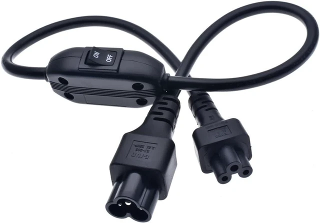 Alt view image 2 of 7 - IEC C5 to C6 Short Power Cord with Switch, IEC320 C5 to C6 Power Extension Cord, IEC320 C6 Male to C5 Female Socket Power Cable IEC Cable 3 Prong Extender, 18AWG, 1ft/0.3m
