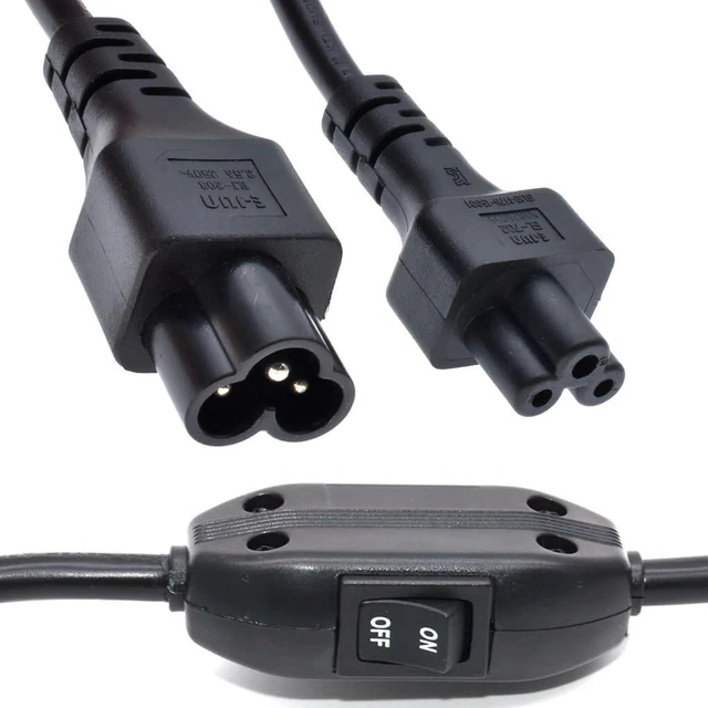 Alt view image 6 of 7 - IEC C5 to C6 Short Power Cord with Switch, IEC320 C5 to C6 Power Extension Cord, IEC320 C6 Male to C5 Female Socket Power Cable IEC Cable 3 Prong Extender, 18AWG, 1ft/0.3m