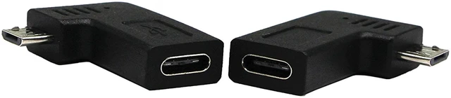 Alt view image 2 of 6 - 2-Pack USB C Adapter, Micro USB Male to USB Type C Female Data Sync & Charging Converter for Phones, Computers, Tablets (90 Degree Elbow Plug)