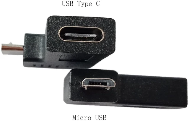 Alt view image 4 of 6 - 2-Pack USB C Adapter, Micro USB Male to USB Type C Female Data Sync & Charging Converter for Phones, Computers, Tablets (90 Degree Elbow Plug)