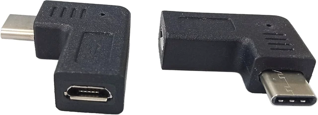 Alt view image 2 of 6 - 2-Pack USB-C to Micro USB Adapter,90 Degree Right & Left Angle USB Type C Male to Micro USB Female Data Sync and Charging Converter Adapter for Phones, Computers, Tablets(90 Degree Elbow Plug)