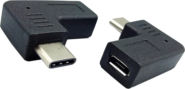 Alt view image 3 of 6 - 2-Pack USB-C to Micro USB Adapter,90 Degree Right & Left Angle USB Type C Male to Micro USB Female Data Sync and Charging Converter Adapter for Phones, Computers, Tablets(90 Degree Elbow Plug)