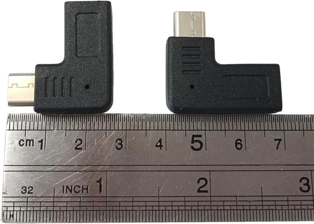 Alt view image 6 of 6 - 2-Pack USB-C to Micro USB Adapter,90 Degree Right & Left Angle USB Type C Male to Micro USB Female Data Sync and Charging Converter Adapter for Phones, Computers, Tablets(90 Degree Elbow Plug)