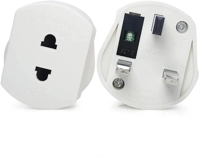 Main image of (2 Pack) Shaver Plug Adaptor Shaving Toothbrush Adapter Epilators Bathroom UK to 2 Pin 3 Pin Power Converter, 1A/250V,White,Style 2
