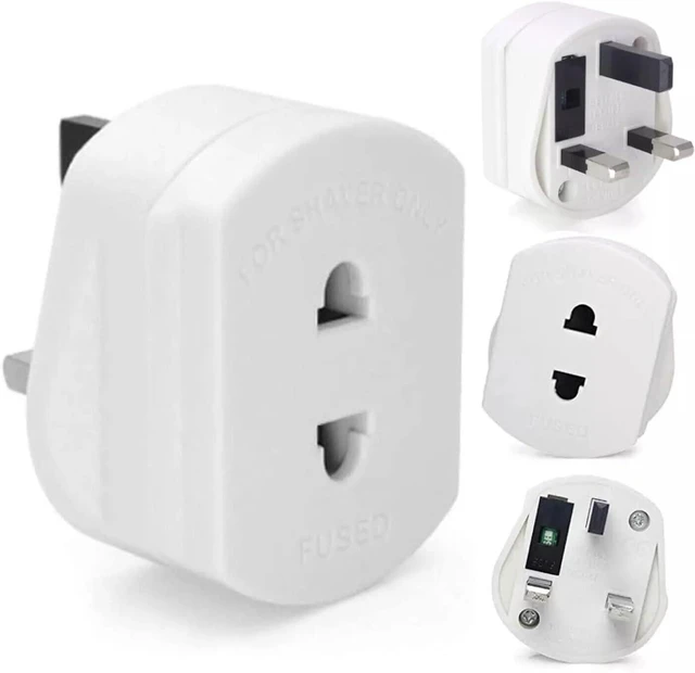 Alt view image 6 of 7 - (2 Pack) Shaver Plug Adaptor Shaving Toothbrush Adapter Epilators Bathroom UK to 2 Pin 3 Pin Power Converter, 1A/250V,White,Style 2