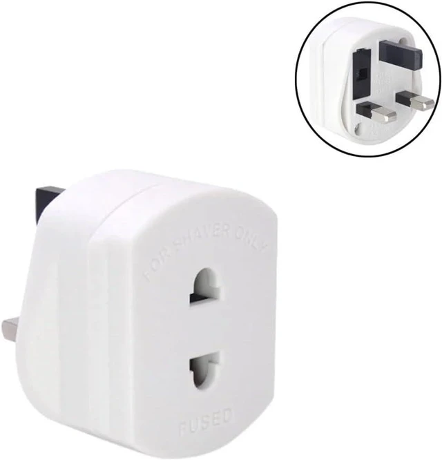 Alt view image 4 of 7 - (2 Pack) Shaver Plug Adaptor Shaving Toothbrush Adapter Epilators Bathroom UK to 2 Pin 3 Pin Power Converter, 1A/250V,White,Style 2