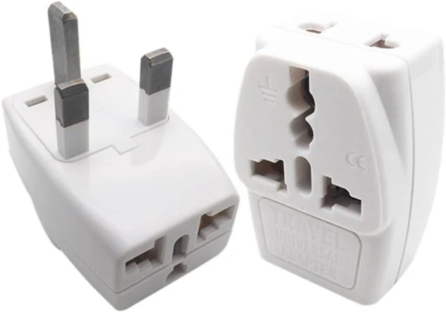 Main image of (2 Pack) Universal 3 in 1 UK Power Strip, Multi UK Plug Power Splitter Travel Adapter for Ireland, London, British Adapter Plug, Type G,13A 250V,White Style 3