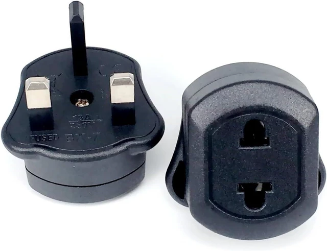 Main image of (2 Pack) Shaver Plug Adaptor Shaving Toothbrush Adapter Epilators Bathroom UK to 2 Pin 3 Pin Power Converter, Euro UK Plug Adapter, US UK Travel Plug Adapter, 13A 250V ,Style 1 ,Black