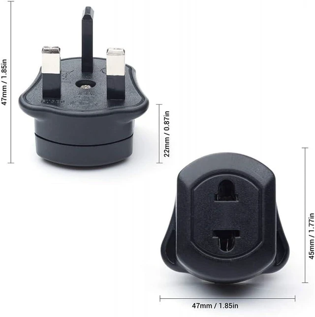 Alt view image 3 of 7 - (2 Pack) Shaver Plug Adaptor Shaving Toothbrush Adapter Epilators Bathroom UK to 2 Pin 3 Pin Power Converter, Euro UK Plug Adapter, US UK Travel Plug Adapter, 13A 250V ,Style 1 ,Black