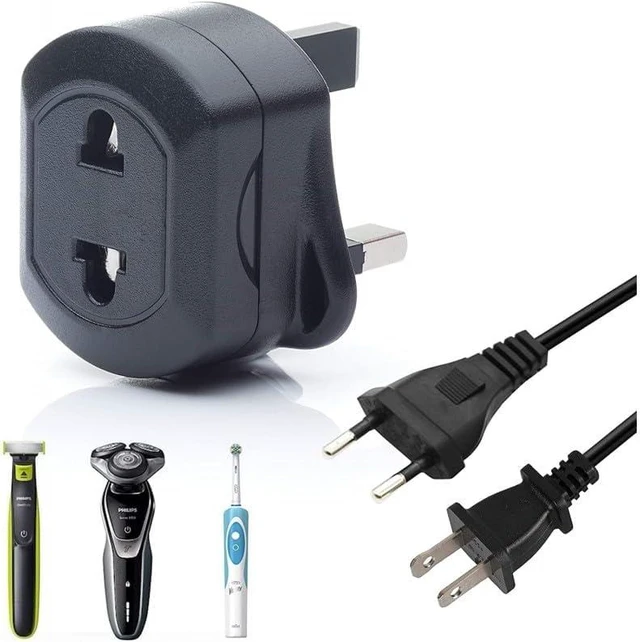Alt view image 4 of 7 - (2 Pack) Shaver Plug Adaptor Shaving Toothbrush Adapter Epilators Bathroom UK to 2 Pin 3 Pin Power Converter, Euro UK Plug Adapter, US UK Travel Plug Adapter, 13A 250V ,Style 1 ,Black