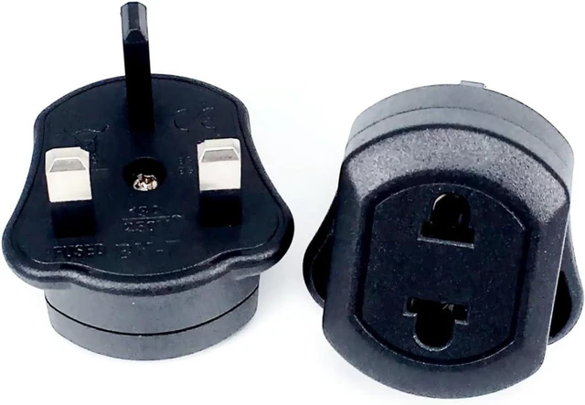 Alt view image 5 of 7 - (2 Pack) Shaver Plug Adaptor Shaving Toothbrush Adapter Epilators Bathroom UK to 2 Pin 3 Pin Power Converter, Euro UK Plug Adapter, US UK Travel Plug Adapter, 13A 250V ,Style 1 ,Black
