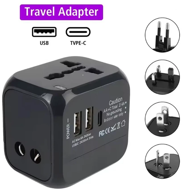 Main image of Worldwide Universal Power Adapter with 2 USB and 1 Type-C Charging Port Converter All in One International Out of Country Travel Wall Charger Plug for Wall Plug Input in USA, EU, UK, and AUS