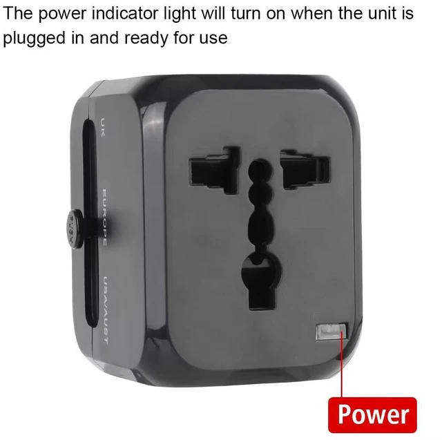 Alt view image 7 of 7 - Worldwide Universal Power Adapter with 2 USB and 1 Type-C Charging Port Converter All in One International Out of Country Travel Wall Charger Plug for Wall Plug Input in USA, EU, UK, and AUS
