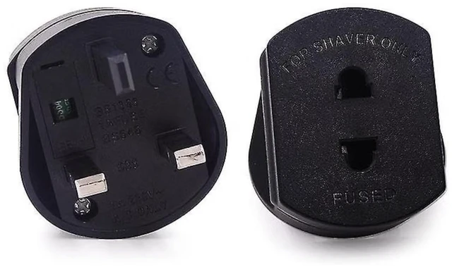 Main image of (2 Pack) Shaver Plug Adaptor Shaving Toothbrush Adapter Epilators Bathroom UK to 2 Pin 3 Pin Converter, 1A 250V Black Style 2