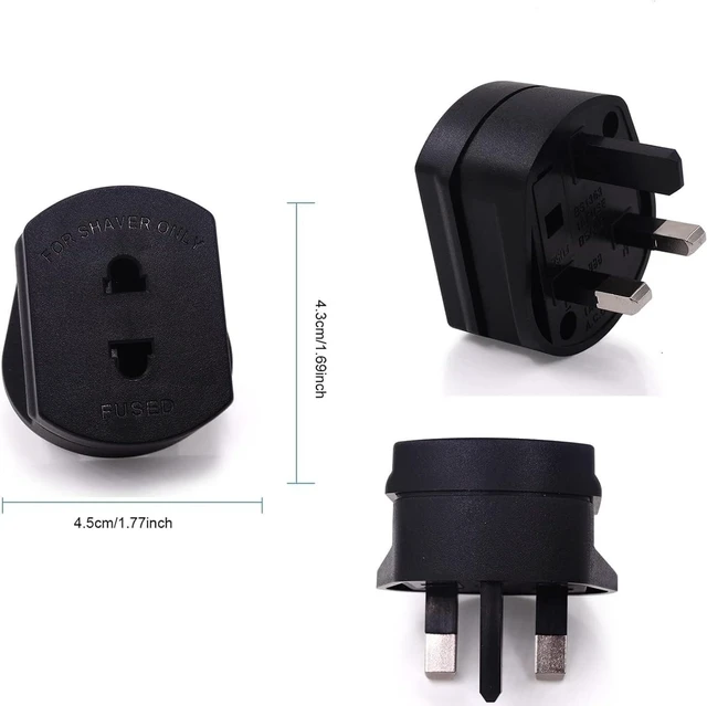 Alt view image 2 of 6 - (2 Pack) Shaver Plug Adaptor Shaving Toothbrush Adapter Epilators Bathroom UK to 2 Pin 3 Pin Converter, 1A 250V Black Style 2