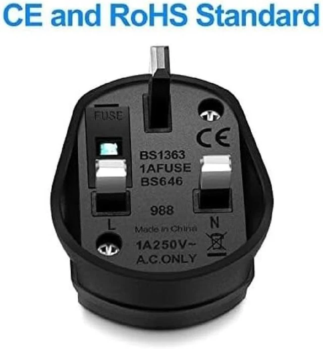 Alt view image 3 of 6 - (2 Pack) Shaver Plug Adaptor Shaving Toothbrush Adapter Epilators Bathroom UK to 2 Pin 3 Pin Converter, 1A 250V Black Style 2