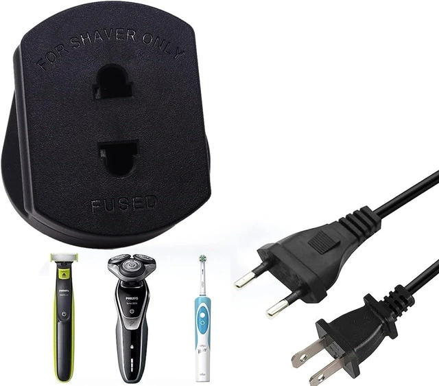 Alt view image 4 of 6 - (2 Pack) Shaver Plug Adaptor Shaving Toothbrush Adapter Epilators Bathroom UK to 2 Pin 3 Pin Converter, 1A 250V Black Style 2