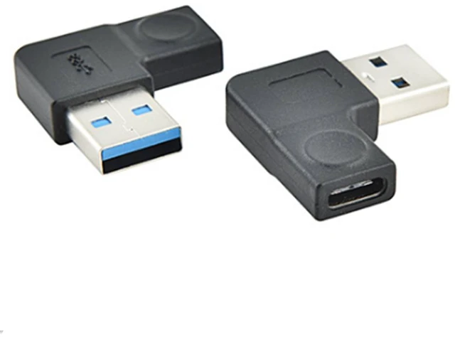 Alt view image 2 of 7 - 2-Pack Left/Right Angle USB A Male to USB C Female Adapter,90 Degree USB3.0 to Type C Cable Connector Support unidirectional Sides 5Gbps & Data Transfer(1 pc Left Angle,+1 pc Right Angle)