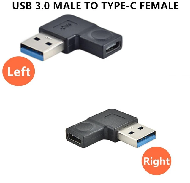 Alt view image 4 of 7 - 2-Pack Left/Right Angle USB A Male to USB C Female Adapter,90 Degree USB3.0 to Type C Cable Connector Support unidirectional Sides 5Gbps & Data Transfer(1 pc Left Angle,+1 pc Right Angle)