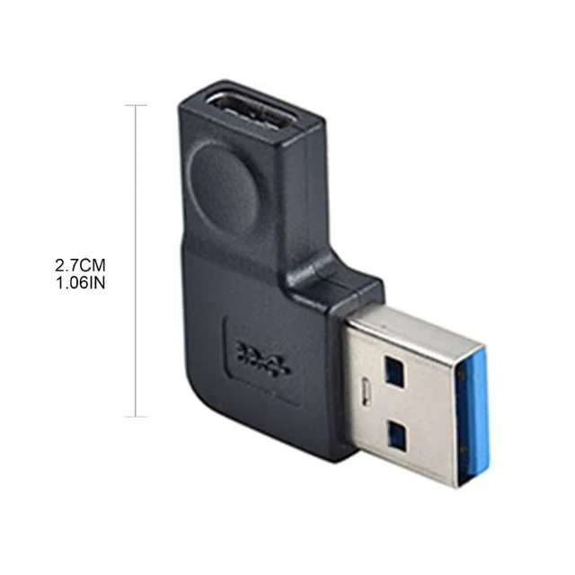 Alt view image 3 of 7 - 2-Pack Left/Right Angle USB A Male to USB C Female Adapter,90 Degree USB3.0 to Type C Cable Connector Support unidirectional Sides 5Gbps & Data Transfer(1 pc Left Angle,+1 pc Right Angle)
