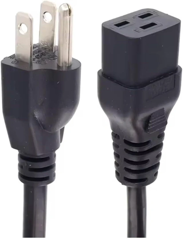 Main image of North American Long Power Cord PC, US Standard 3 Prong NEMA 5-15P to C19 Computer Power Cable, 14 Gauge (2.08mm²) Power Cord, 16A, 110-250V,UL Listed,UPS Supply Power Cord Plug,10ft/3m