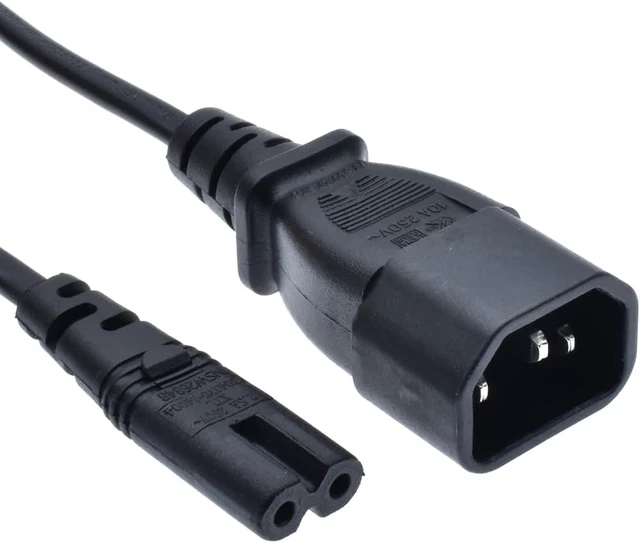 Alt view image 4 of 7 - Standard Molded IEC 320 C14 to C7 Power Cord PC , IEC 320 C14 Male to C7 Female Computer Power Cable, (IEC-60320-C14 to IEC-60320-C7),18AWG,6ft/2m