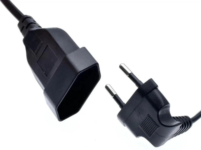Alt view image 2 of 7 - European EU 2 Prong Power Cord 220v Elbow Plug 90 Degree Angle Euro Extension Cord M/F for PC Computer PDU UPS, Right Angle IEC CEE7/16 Extension Cable,6ft/180cm