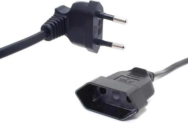 Alt view image 4 of 7 - European EU 2 Prong Power Cord 220v Elbow Plug 90 Degree Angle Euro Extension Cord M/F for PC Computer PDU UPS, Right Angle IEC CEE7/16 Extension Cable,6ft/180cm