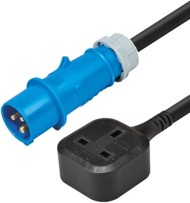 Main image of Blue 16A IEC309 316P6 to UK Female Socket Short Power Cord, IEC309 Male 16A Plug to UK 13A Female Socket BS1363 Power Cable, 16AWG,1.6ft/0.5m