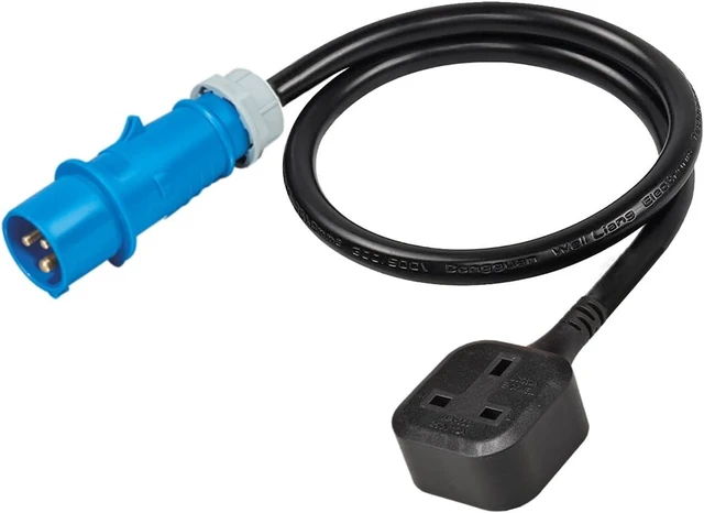 Alt view image 2 of 7 - Blue 16A IEC309 316P6 to UK Female Socket Short Power Cord, IEC309 Male 16A Plug to UK 13A Female Socket BS1363 Power Cable, 16AWG,1.6ft/0.5m