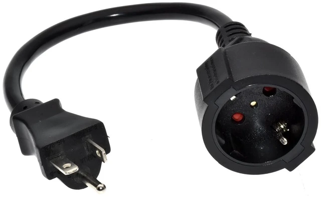 Alt view image 3 of 7 - 6-20P to Euro CEE7/7 Heavy Duty Power Cord 12AWG,US 3-Prong NEMA6-20P Plug to CEE 7/7 Schuko European Female Socket Power Cord,EU US Plug Adapter, 1ft/0.3m (6-20P to Schuko)